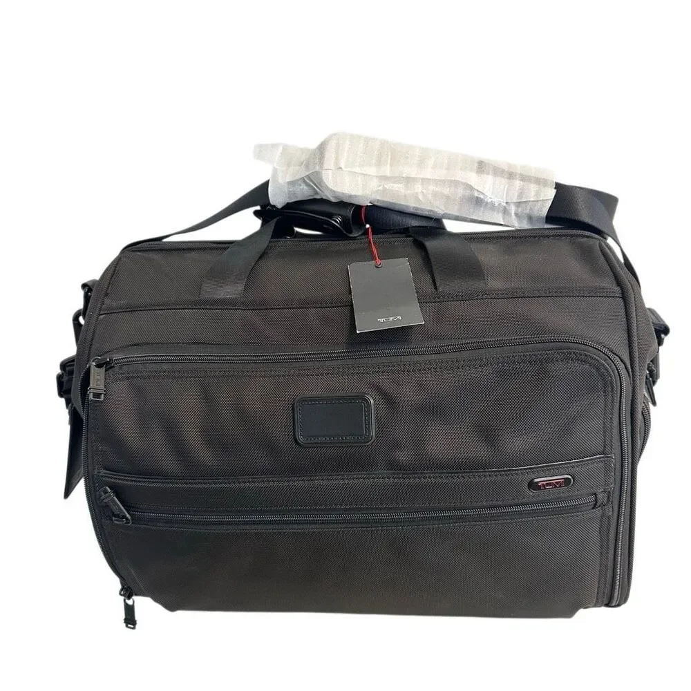 TUMI $550 Framed Soft Duffel Travel Bag Black Carry On Weekender NEW